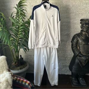 Jordan Jumpman Jacket Sweatsuit Navy Blue White Vintage Track Suit Set Size L/XL